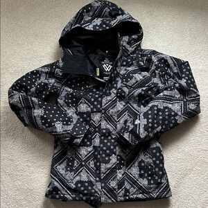 Women’s S Burton Dry Ride The White Collection Black & White Paisley Ski Jacket